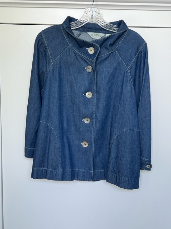 Orvis Jackets & Blazers - Orvis Women's Dark Blue Denim Button Jacket